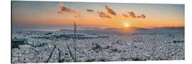 Aluminium print View over Athens at sunset