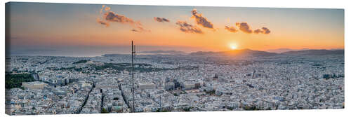 Leinwandbild Blick über Athen bei Sonnenuntergang