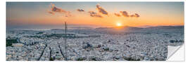 Vinilo para la pared View over Athens at sunset