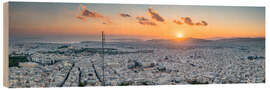 Holzbild Blick über Athen bei Sonnenuntergang