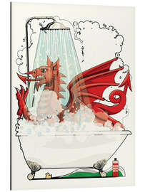 Aluminium print Welsh Dragon in the bath