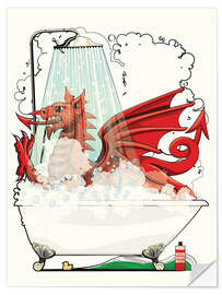 Vinilo para la pared Welsh Dragon in the bath