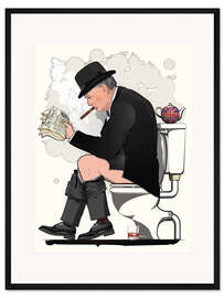 Gerahmter Kunstdruck Premierminister Churchill auf der Toilette
