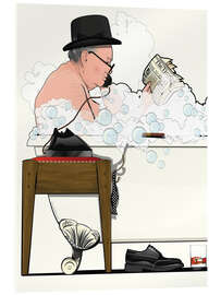 Akrylglastavla Churchill, British Prime Minister in the Bath
