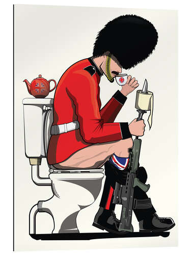 Stampa su plexi-alluminio Queen's Guard on the Toilet