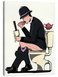 Canvas print British Policeman on the Toilet