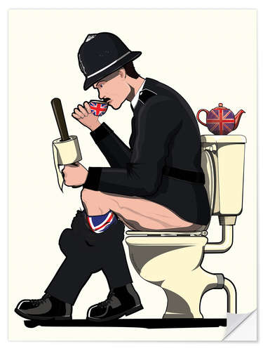 Naklejka na ścianę British Policeman on the Toilet