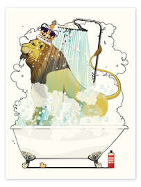 Poster Britischer Löwe in der Badewanne