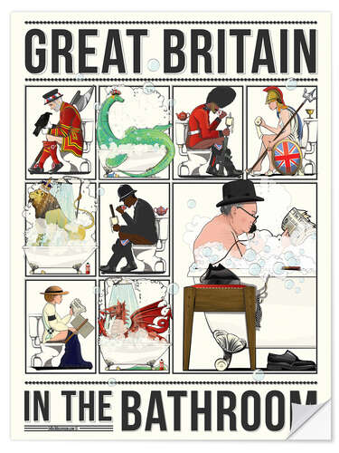 Selvklebende plakat Great Britain in the Bathroom