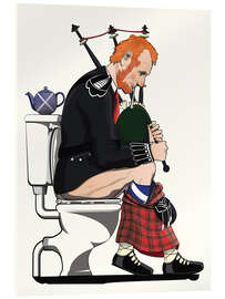 Acrylic print Scottish Bagpipe Player on the Toilet