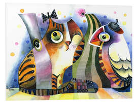 Stampa su PVC Friendship of cat and bird