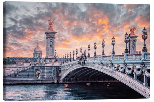 Leinwandbild Sonnenuntergang am Pont Alexandre III