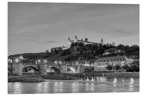 Tableau en PVC Würzburg in the evening, black and white