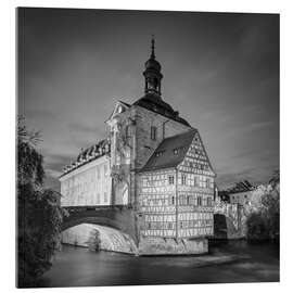 Acrylglas print Old town hall in Bamberg, black and white