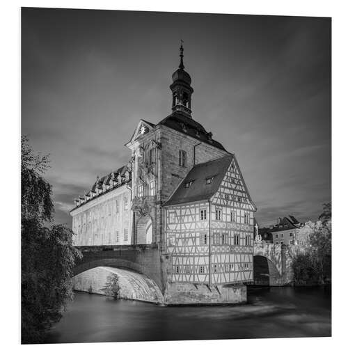 Foam board print Old town hall in Bamberg, black and white