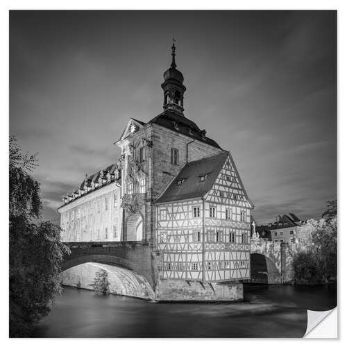 Sisustustarra Old town hall in Bamberg, black and white