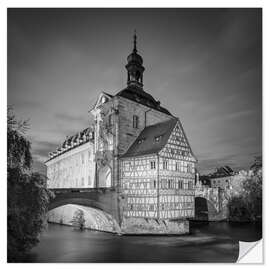 Naklejka na ścianę Old town hall in Bamberg, black and white