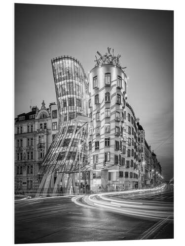 Foam board print Dancing house in Prague, black and white