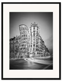 Framed art print Dancing house in Prague, black and white