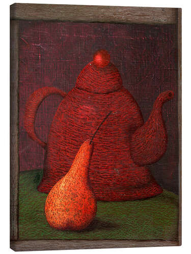 Obraz na płótnie Kettle and pear (artist kitchen)