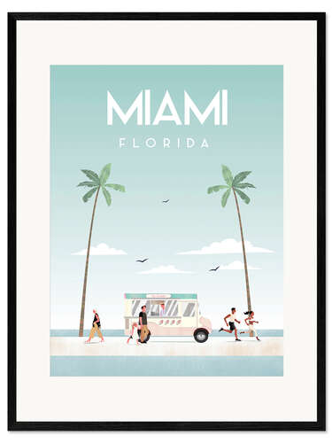 Impresión de arte enmarcada Illustrated Miami Beach I