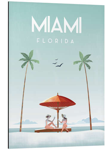 Aluminium print Illustrated Miami Beach II