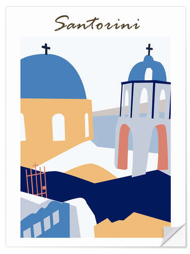 Selvklebende plakat Santorini Greece I