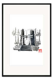 Gerahmter Kunstdruck Tor im Wald