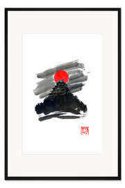 Gerahmter Kunstdruck Roter Mond über dem Tempel