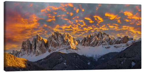 Canvas print Sunset over the Geisler Spitzen, Südtriol, Val Di Funes