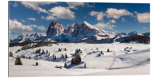 Gallery print Winter day on the Alpe di Siusi with a view of Langkofel and Plattkofel