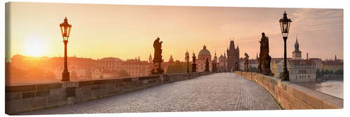 Canvas-taulu Sunrise on Charles Bridge in Prague