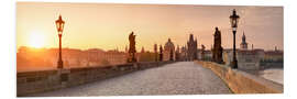 Hartschaumbild Sonnenaufgang an der Karlsbrücke in Prag