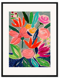 Gerahmter Kunstdruck Leuchtender Blumenstrauß I