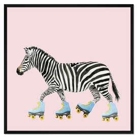 Gerahmter Kunstdruck Rollschuh-Zebra