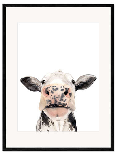 Framed art print Watercolor Cow Portrait II