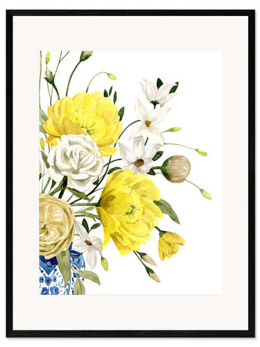 Ingelijste kunstdruk Yellow and Ultramarine Bouquet II