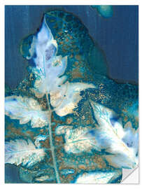 Sticker mural Cyanotype Leaves II