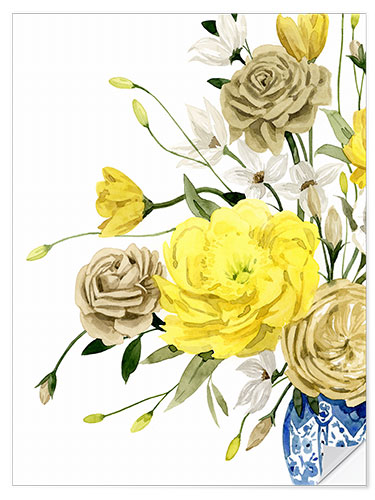 Sticker mural Yellow and Ultramarine Bouquet I