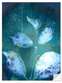 Selvklebende plakat Cyanotype Leaves III