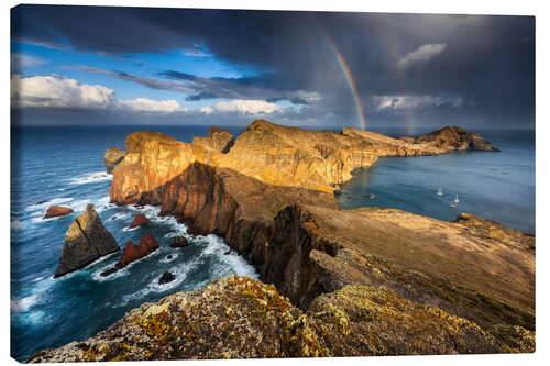 Lærredsbillede Rainbow over Ponta de Sao Lourenco