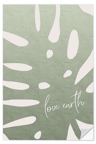 Selvklebende plakat Love earth, Monstera