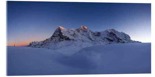 Acrylic print Eiger Mönch and Jungfrau mountain peaks at sunset