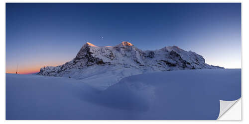 Selvklebende plakat Eiger Mönch and Jungfrau mountain peaks at sunset