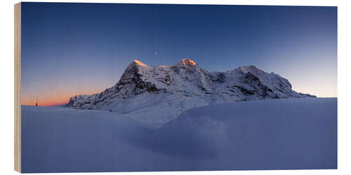 Stampa su legno Eiger Mönch and Jungfrau mountain peaks at sunset