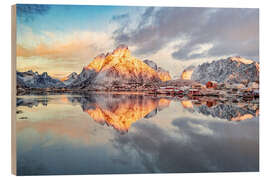 Holzbild Winter-Sonnenaufgang über Nordland