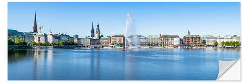 Selvklebende plakat Inner Alster in Hamburg in summer