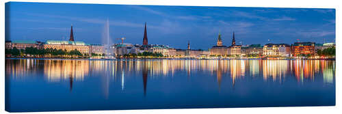 Lienzo Inner Alster in Hamburg at night