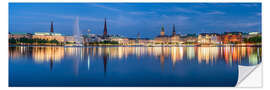 Selvklebende plakat Inner Alster in Hamburg at night