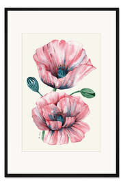 Gerahmter Kunstdruck Rosa Mohnblumen
